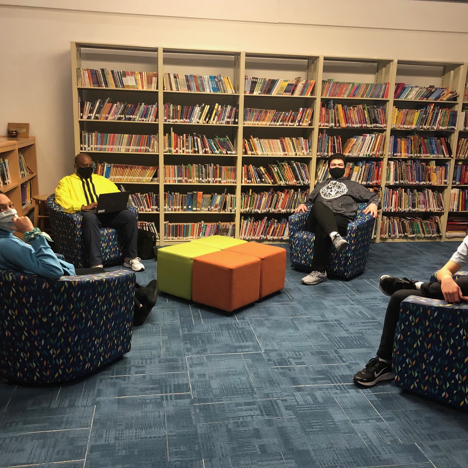 Students sitting in Northstar Academy's library.