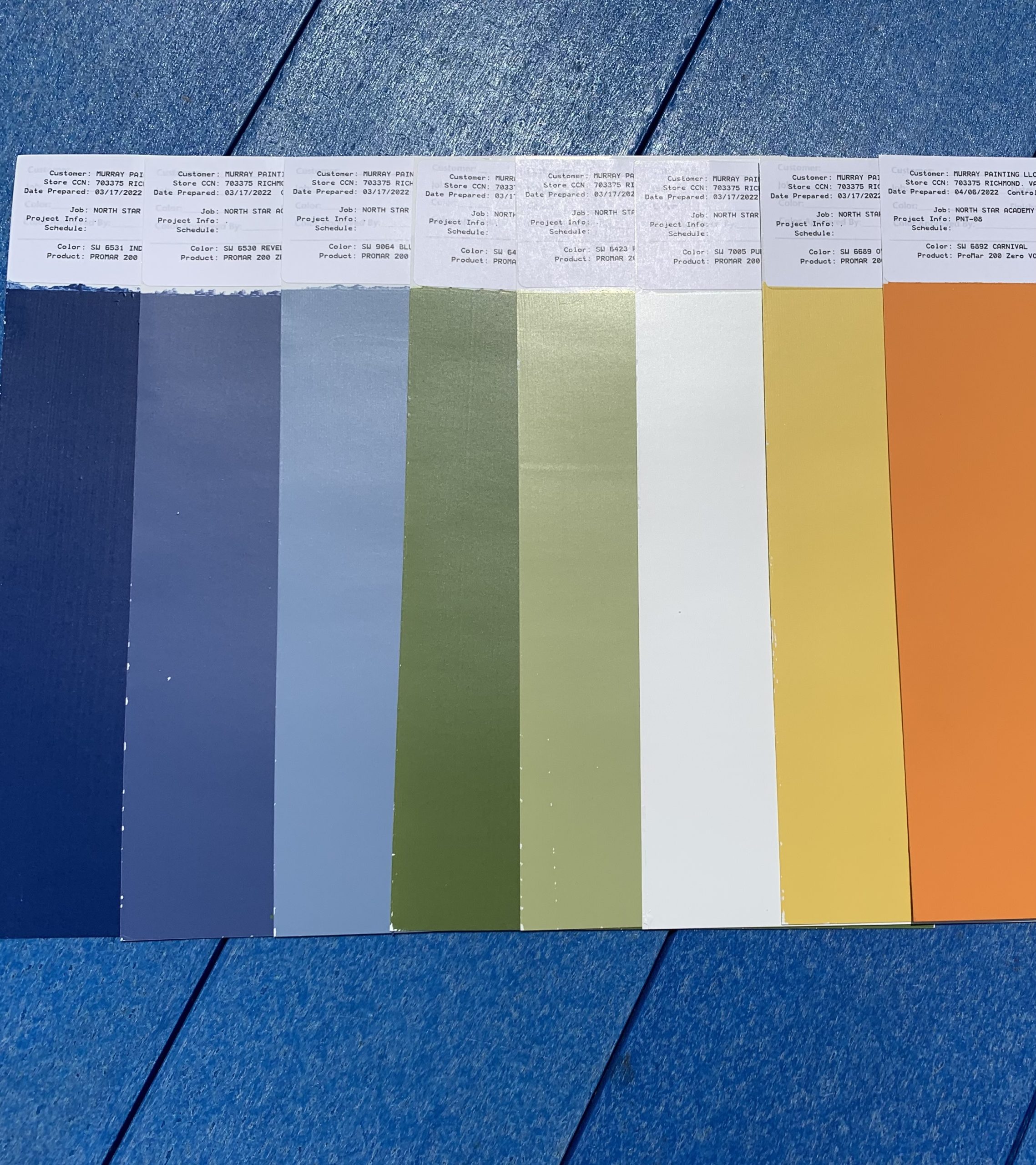 Line of color swatches